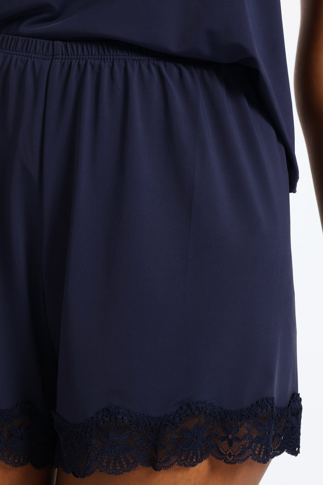 Plain Polyamide Cami & Short Set - Navy