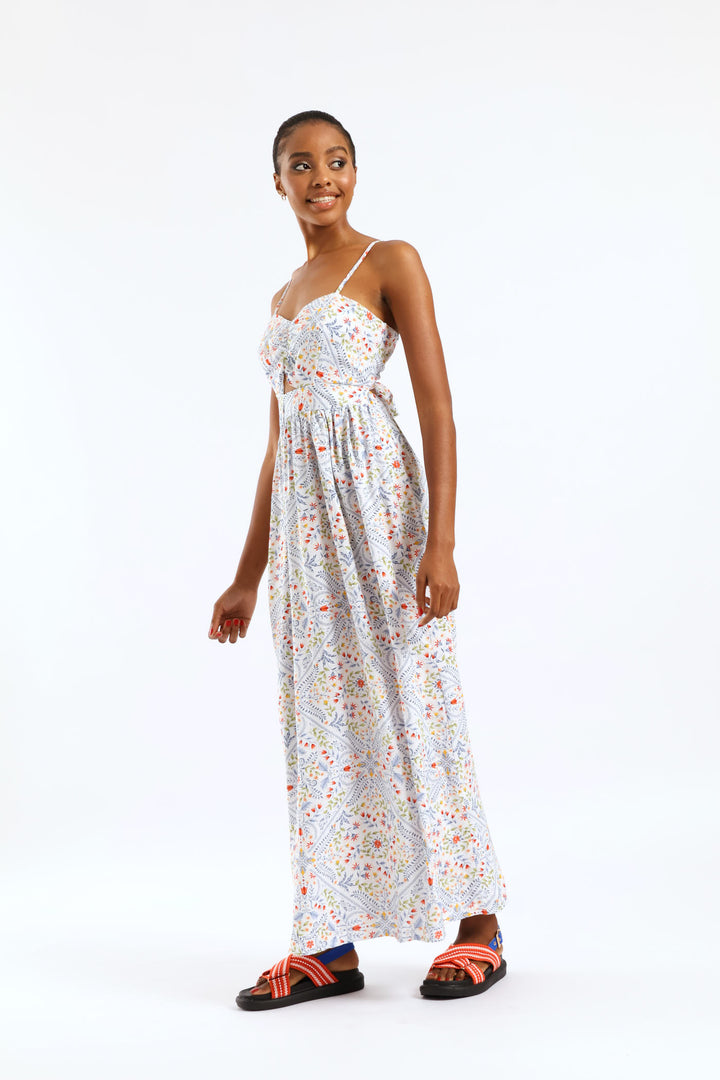 Strappy Peekaboo Tie-Back Maxi Dress - Multi