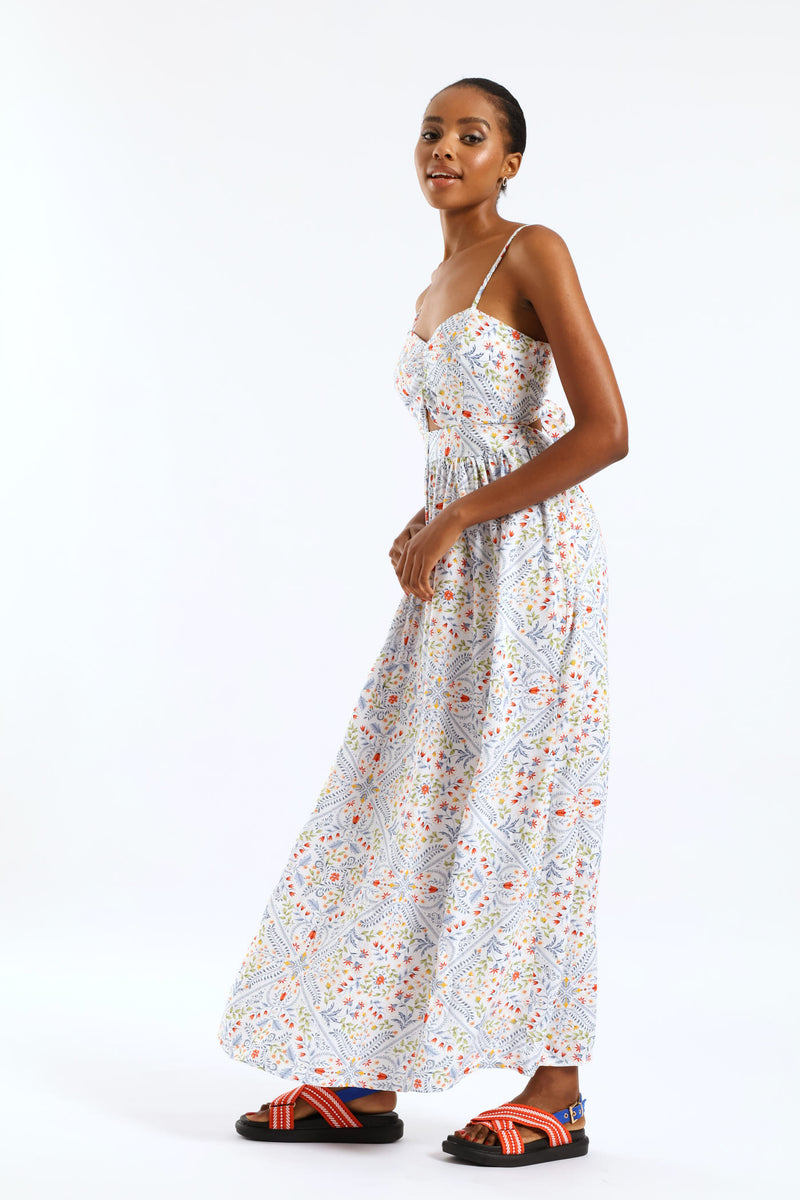 Strappy Peekaboo Tie-Back Maxi Dress - Multi