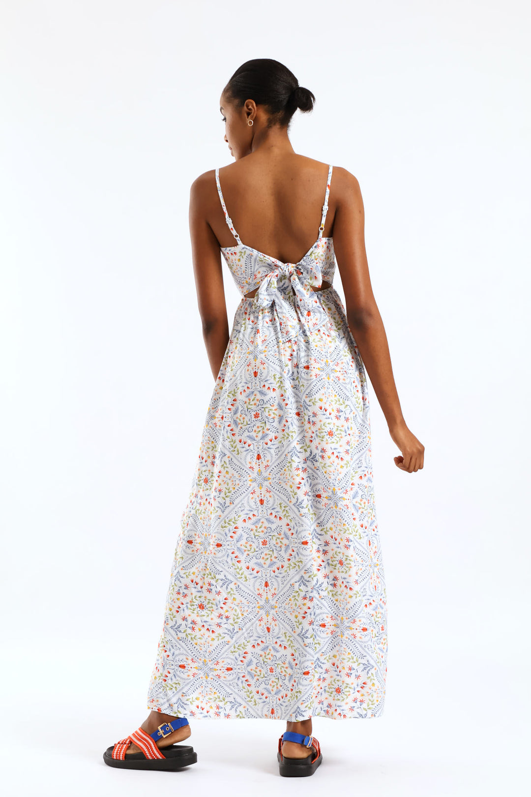 Strappy Peekaboo Tie-Back Maxi Dress - Multi