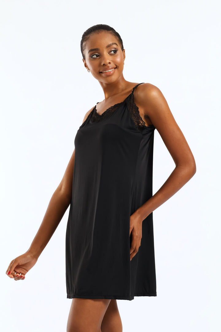 Strappy Slip Dress - Black