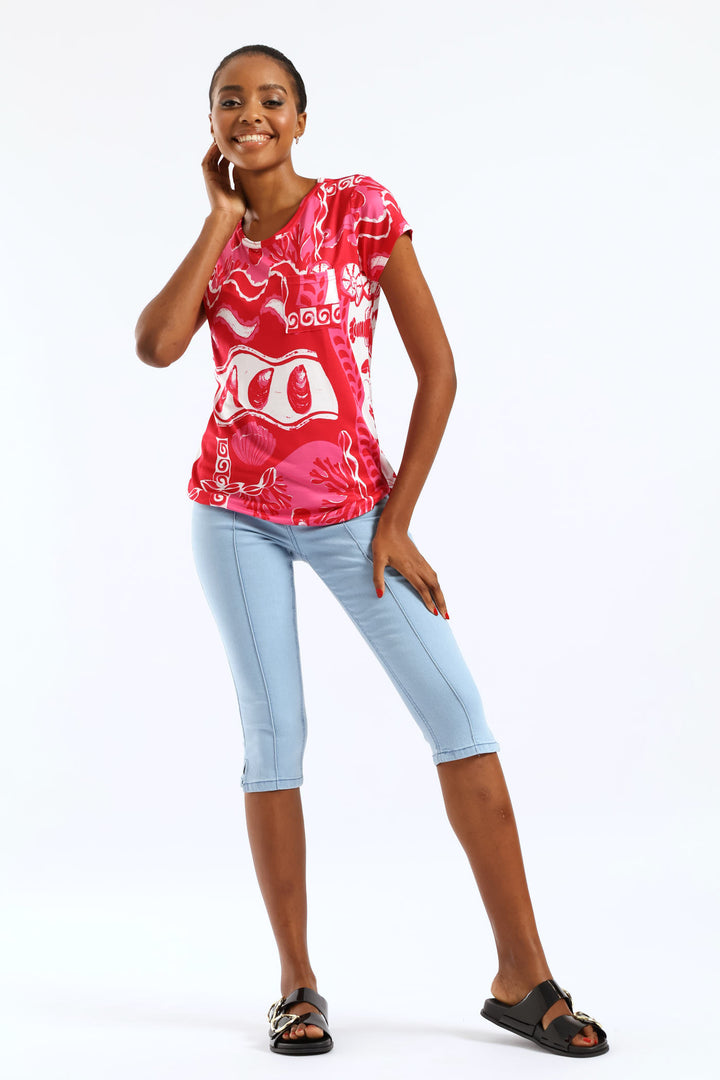 Pinch Seam Denim Capri Shorts - Bleach