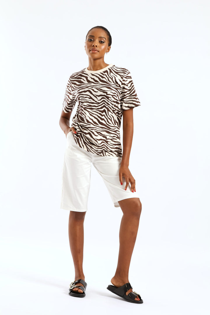 Belted Stretch Sateen Bermuda Chino Shorts - White