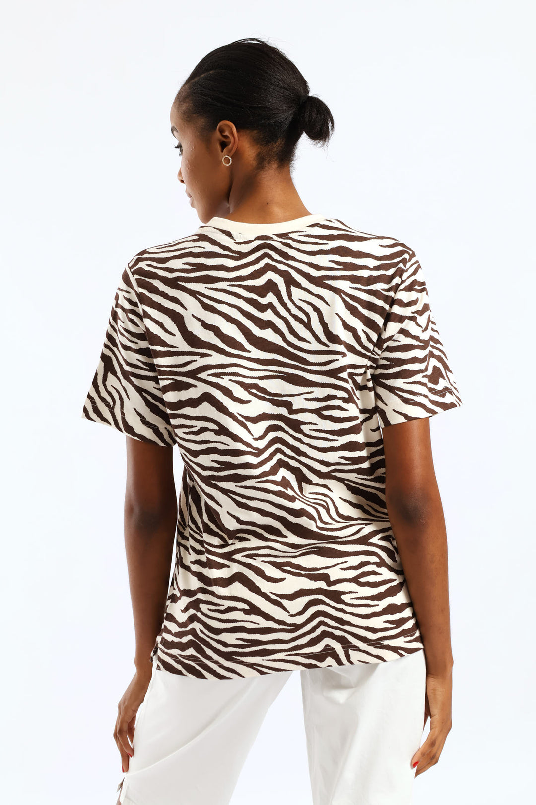 Zebra Print Boxy Tee - Dark Chocolate