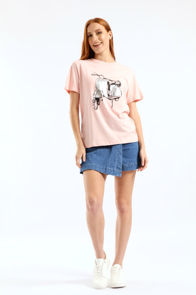 Foil Scooter Tee - Dusty Rose