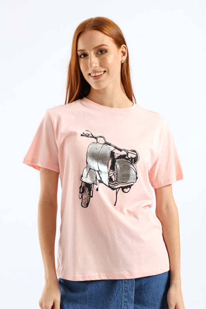 Foil Scooter Tee - Dusty Rose