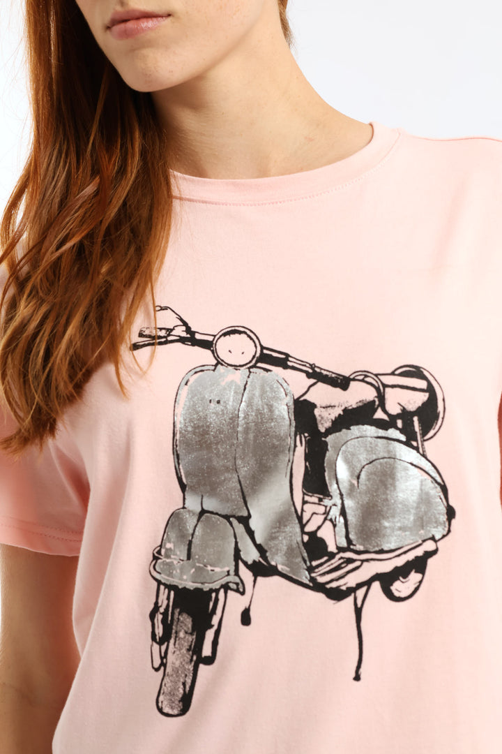 Foil Scooter Tee - Dusty Rose