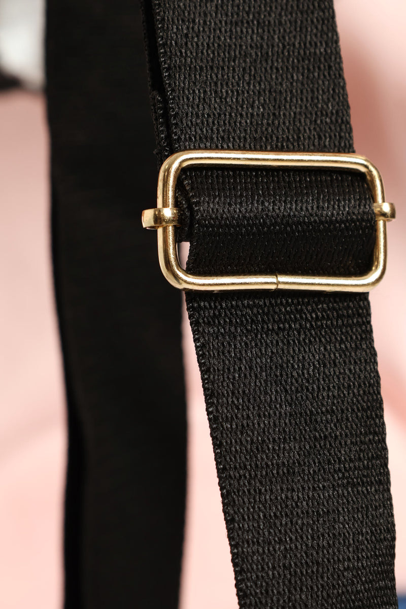 Double Top Zip Webbing Strap Camera Bag - Black