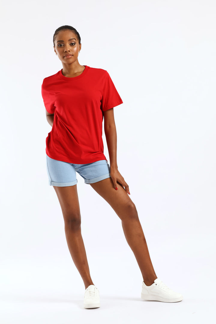 Classic Roll Hem Mid Thigh Supersoft Denim Short - Bleach