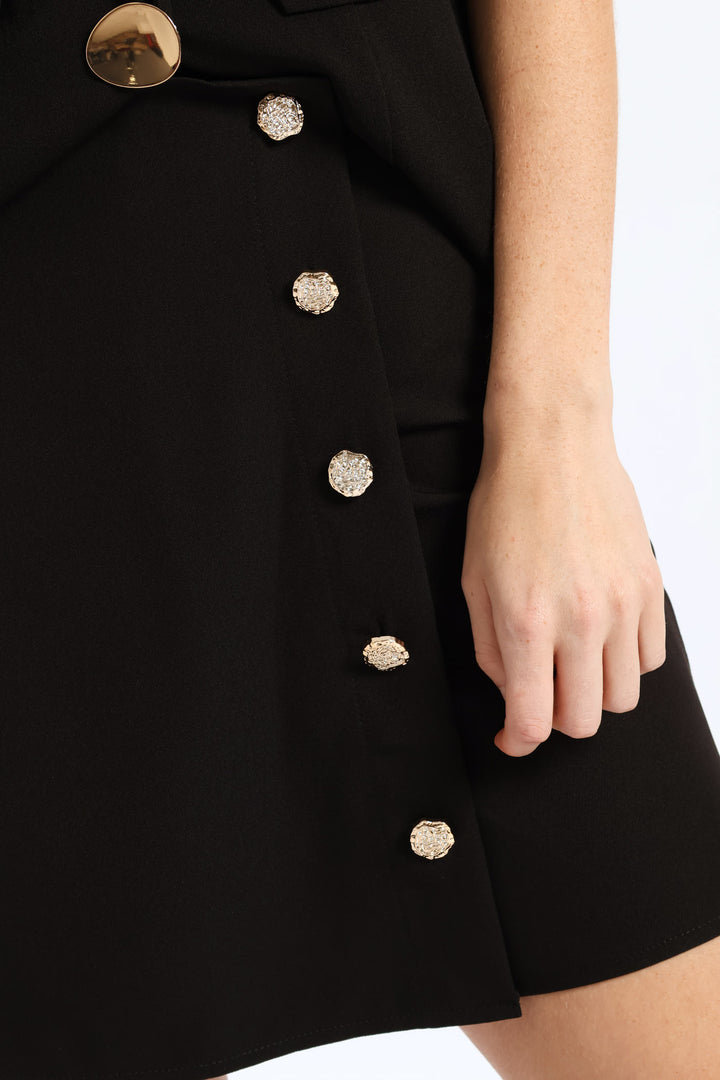 Fancy Button Skort - Black