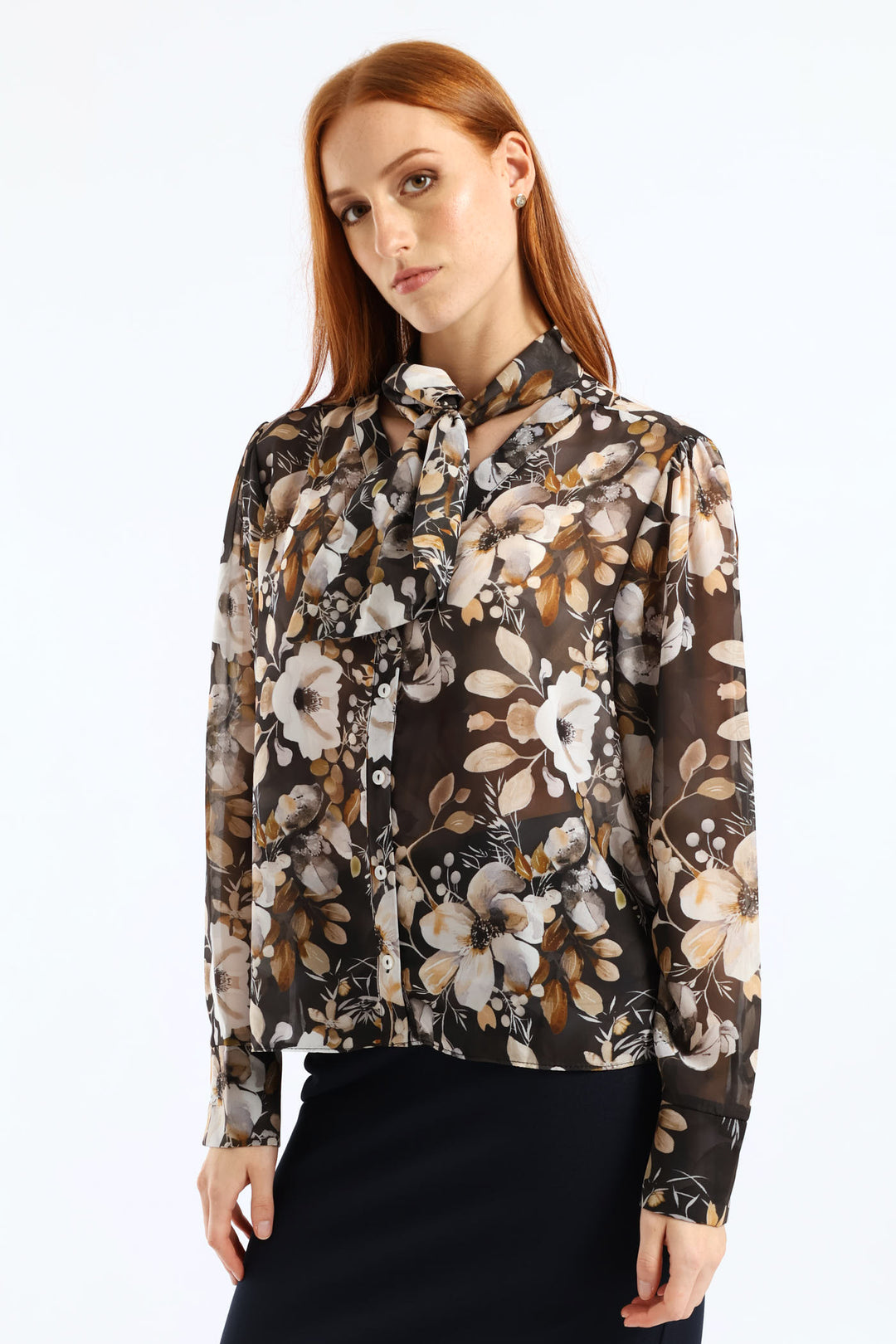 Kitty Bow Dark Romantic Blouse - Black