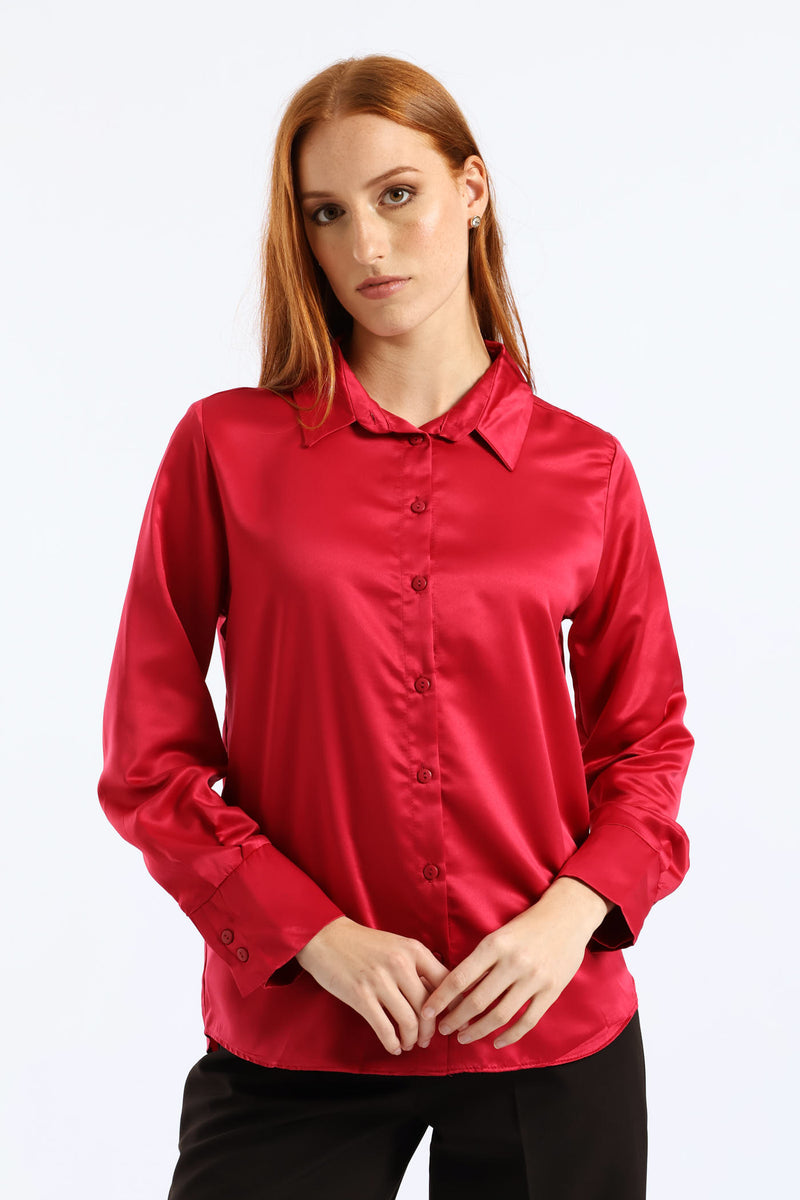 Satin Shirt - Cerise