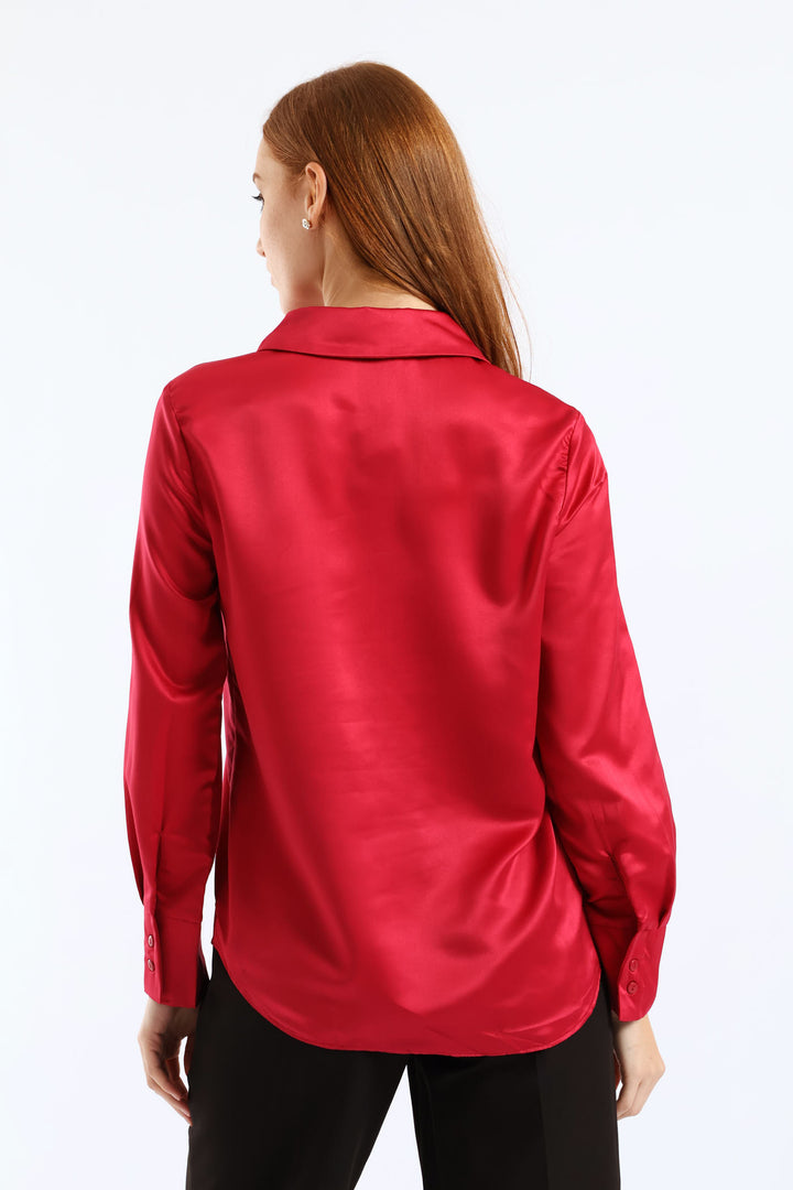Satin Shirt - Cerise