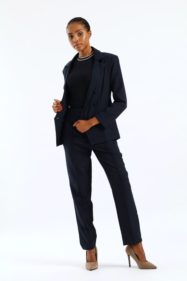 Double Notch Hem Work Blazer - Dark Navy