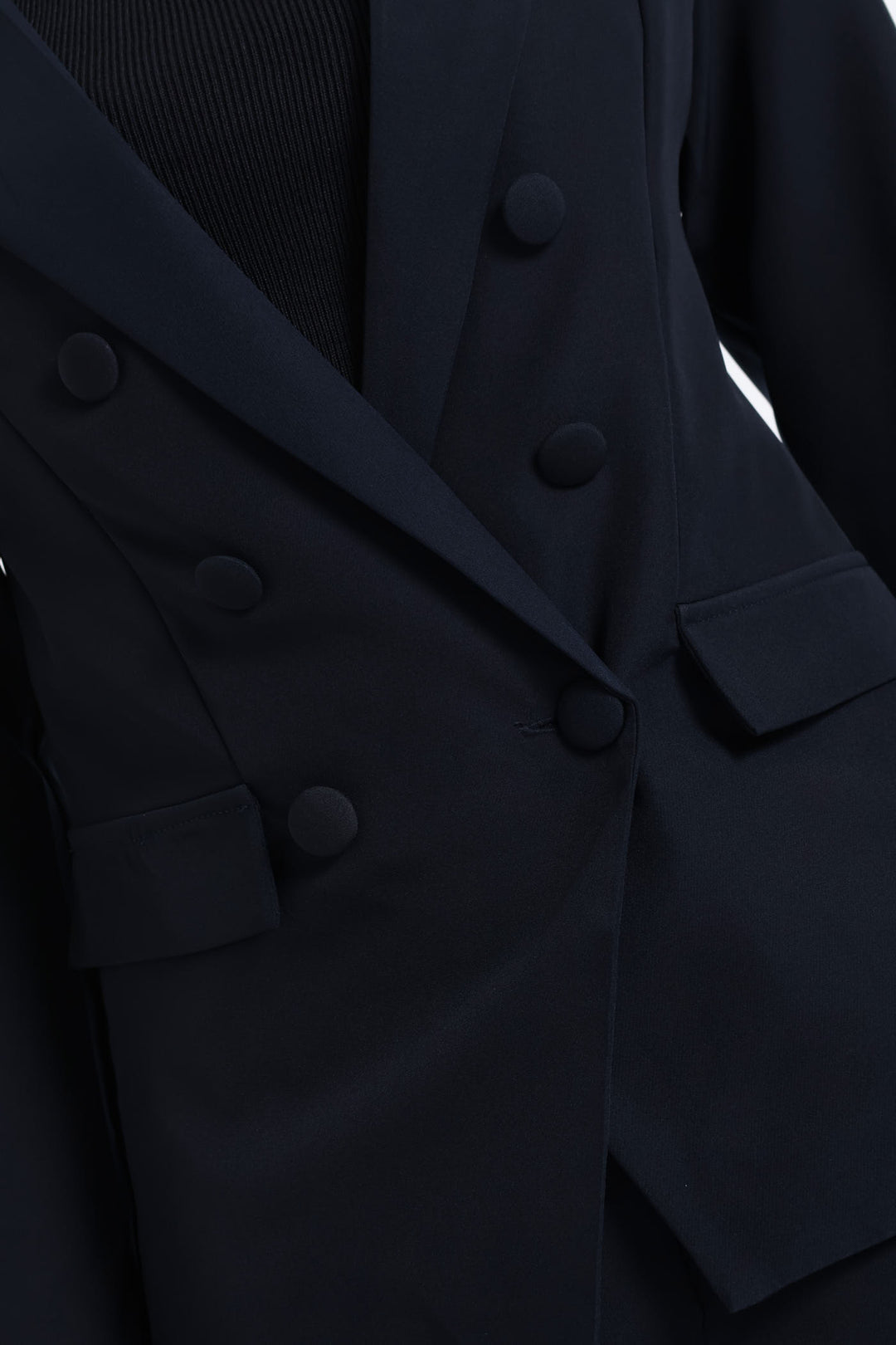 Double Notch Hem Work Blazer - Dark Navy