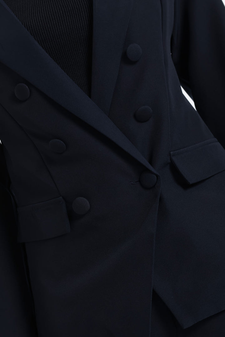 Double Notch Hem Work Blazer - Dark Navy