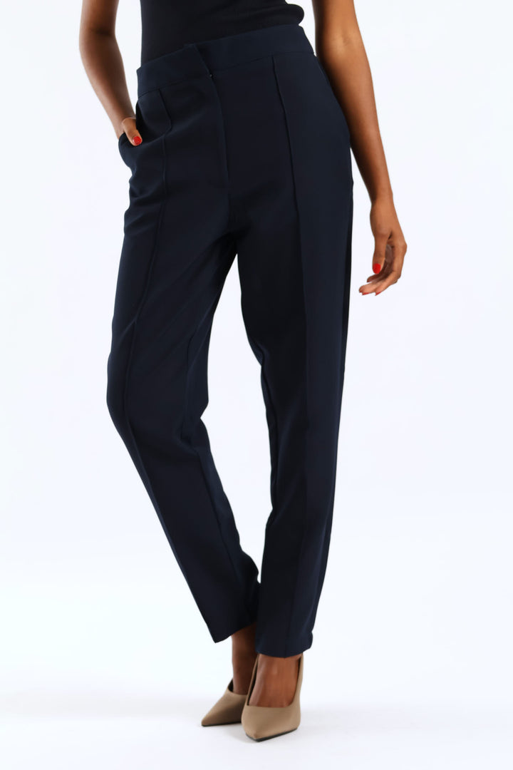 Pin Tuck Slim Leg Pant - Dark Navy