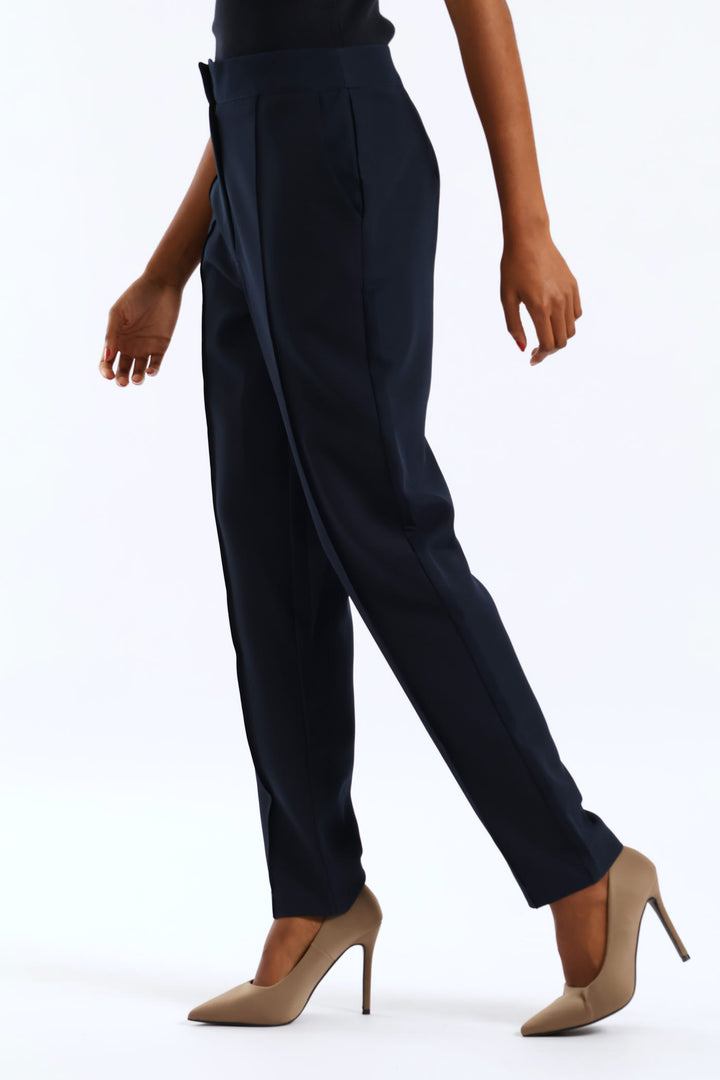 Pin Tuck Slim Leg Pant - Dark Navy