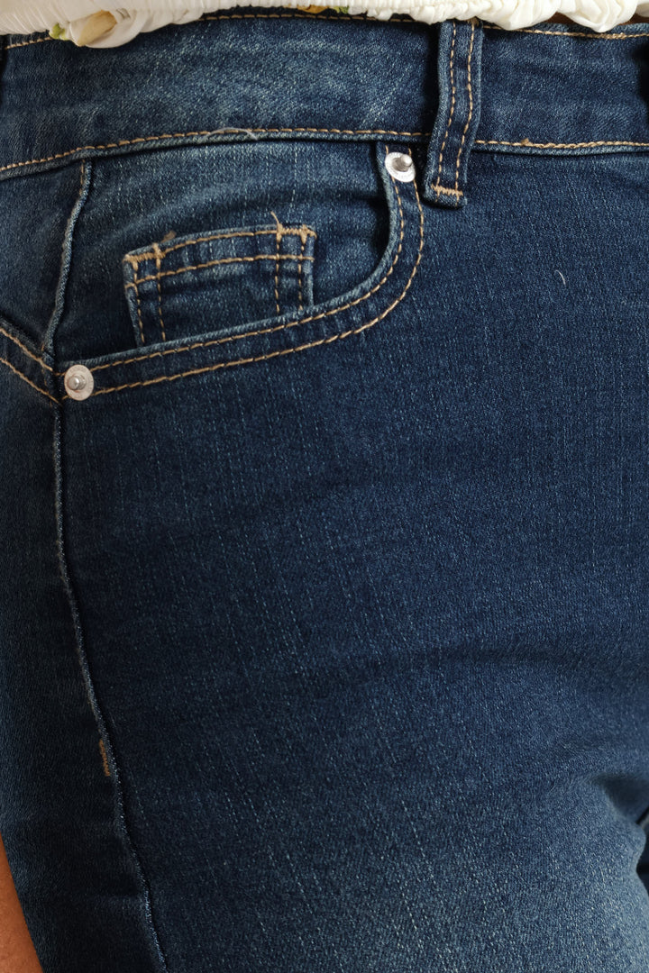 Classic Roll Hem Mid Thigh Supersoft Denim Short - Tea Stain