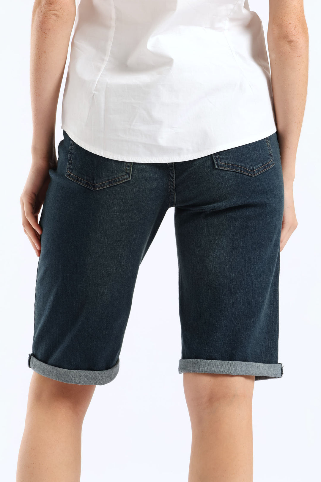 Classic Roll Hem Bermuda Supersoft Denim Short - Tea Stain