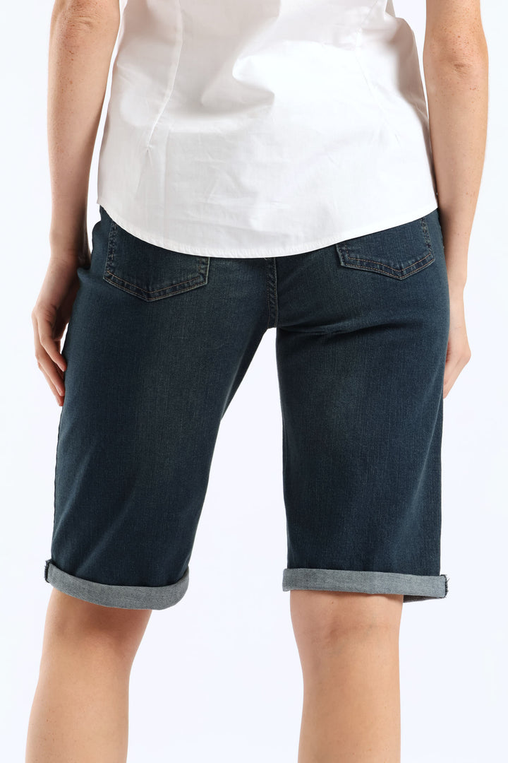 Classic Roll Hem Bermuda Supersoft Denim Short - Tea Stain