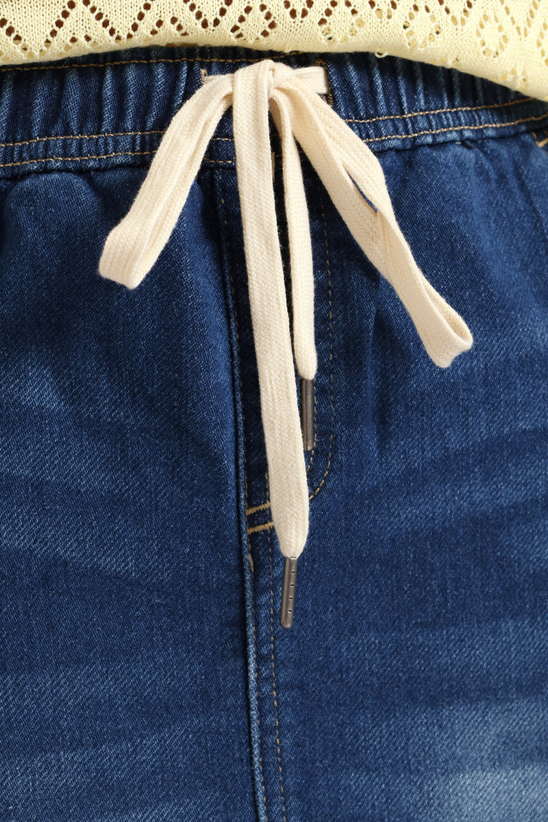 Knit Denim Pencil Skirt - Med Wash