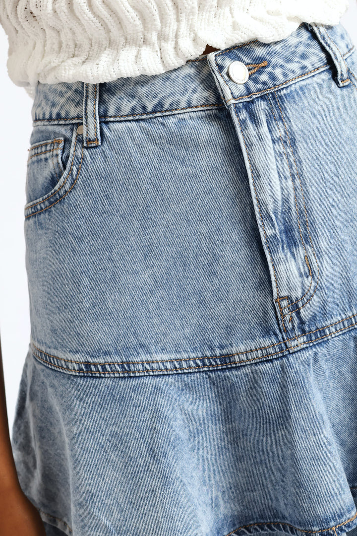 Rara Denim Mini Skirt - Light Wash