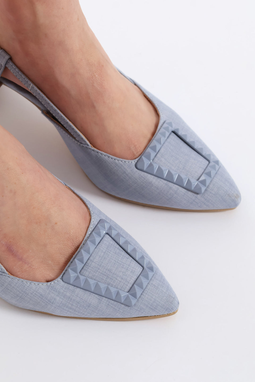 Trim Detail Pointy Block Heel - Blue