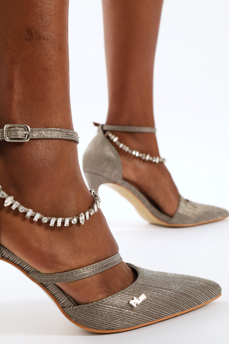 Ankle Strap Heel - Metallic