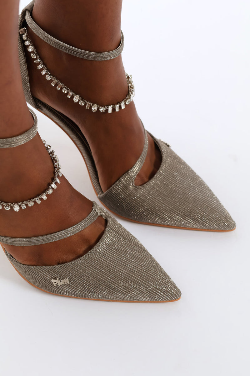 Ankle Strap Heel - Metallic