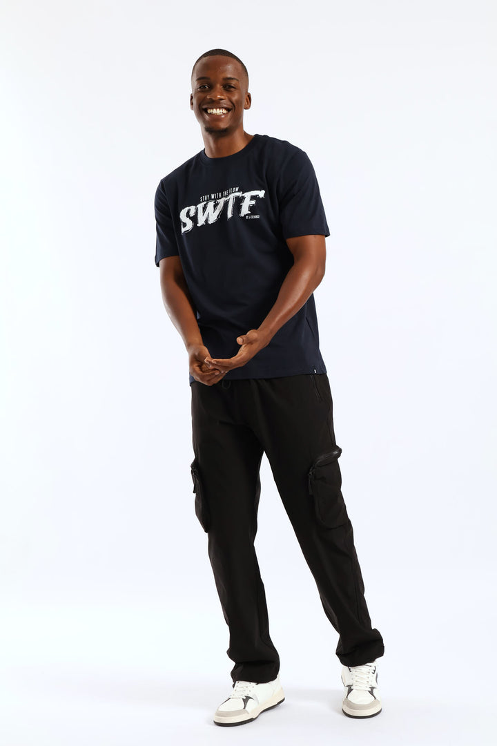 Swtf Basic Print Tee - Navy