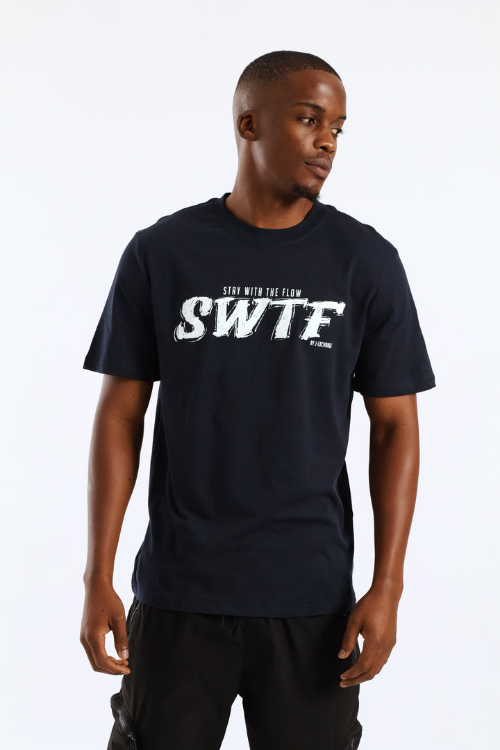 Swtf Basic Print Tee - Navy