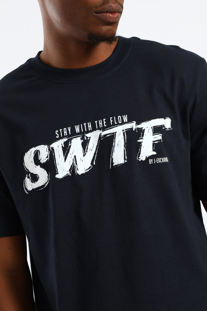 Swtf Basic Print Tee - Navy