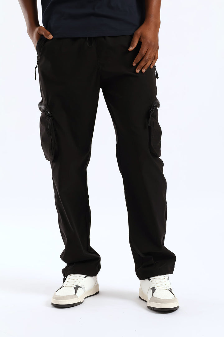 Nylon Zip Pocket Pant - Black