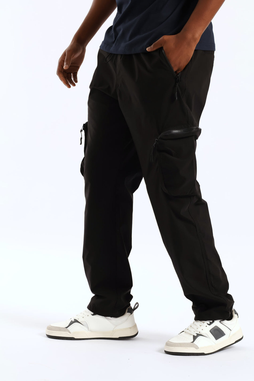 Nylon Zip Pocket Pant - Black