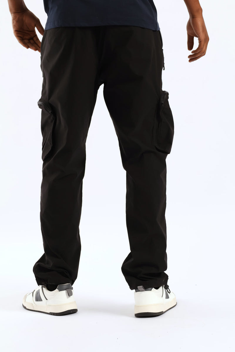 Nylon Zip Pocket Pant - Black