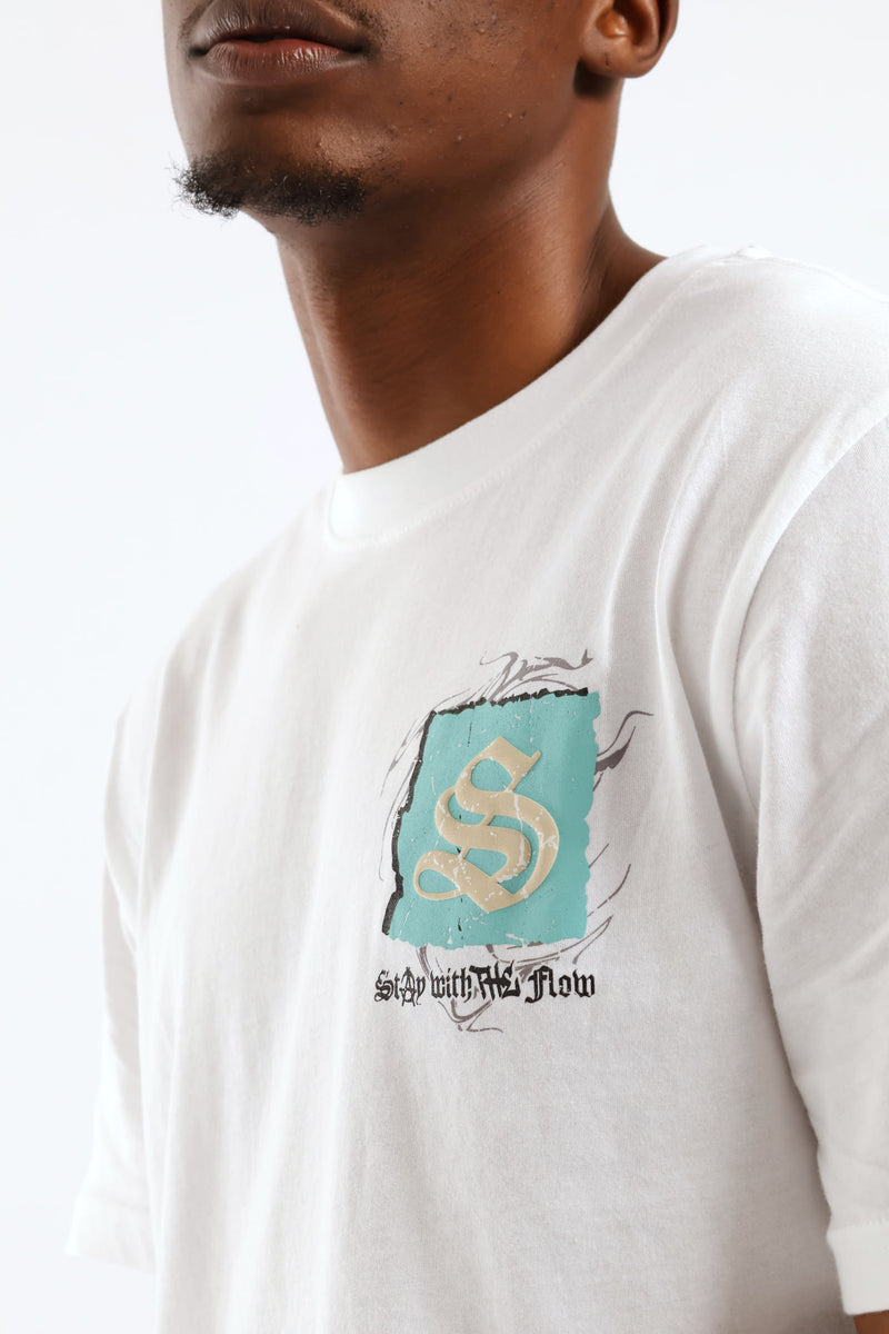 Self Made Front & Back Print Tee - White