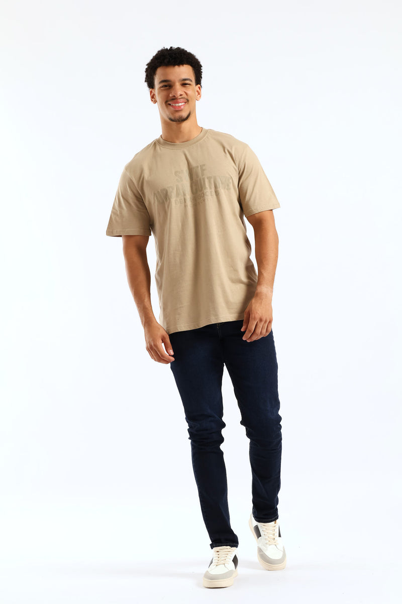 Swtf Uc Hd Shimmer Front Print Tee - Taupe