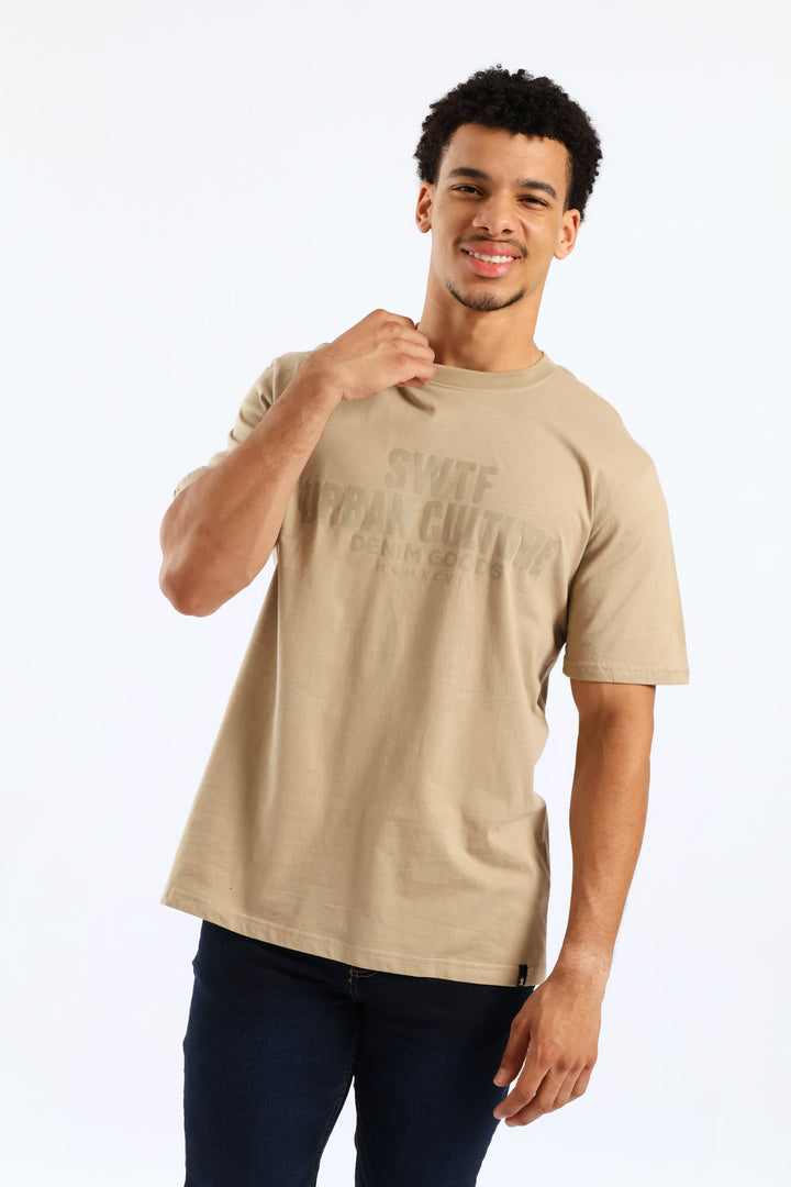 Swtf Uc Hd Shimmer Front Print Tee - Taupe
