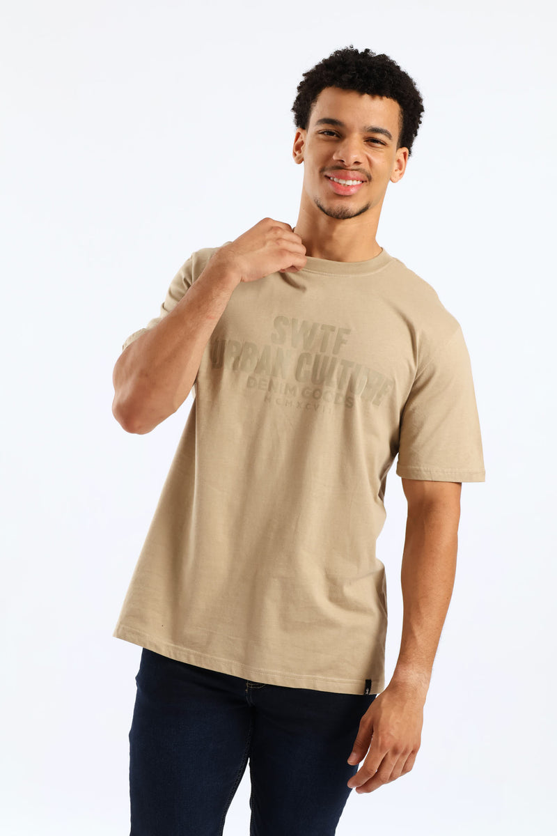 Swtf Uc Hd Shimmer Front Print Tee - Taupe