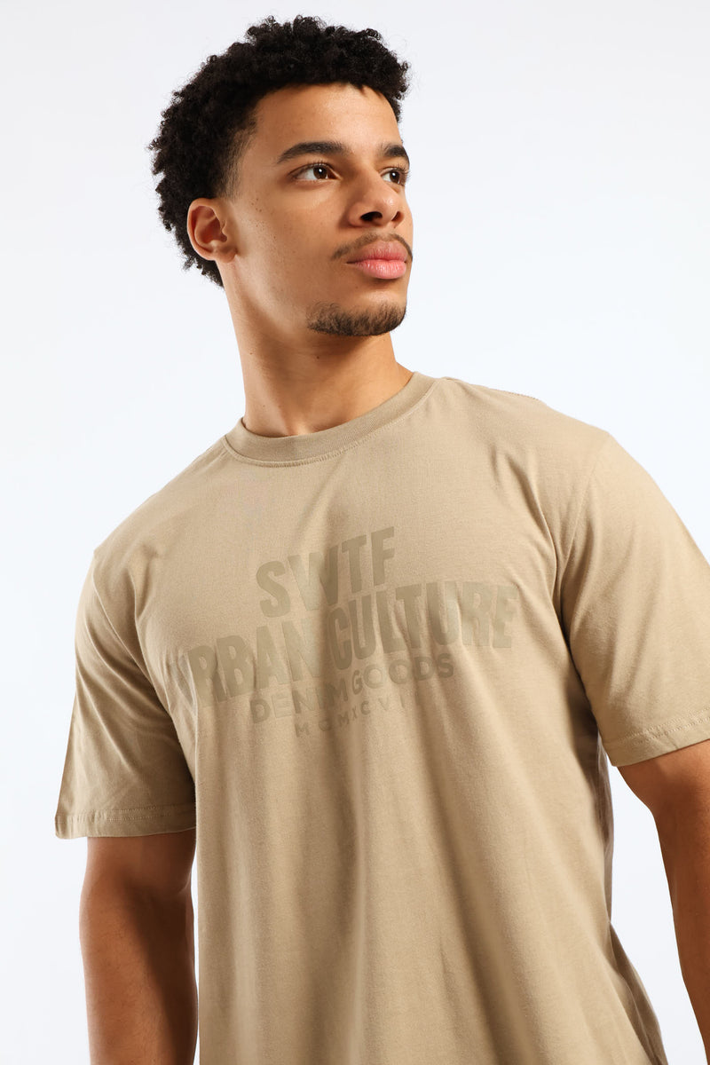 Swtf Uc Hd Shimmer Front Print Tee - Taupe