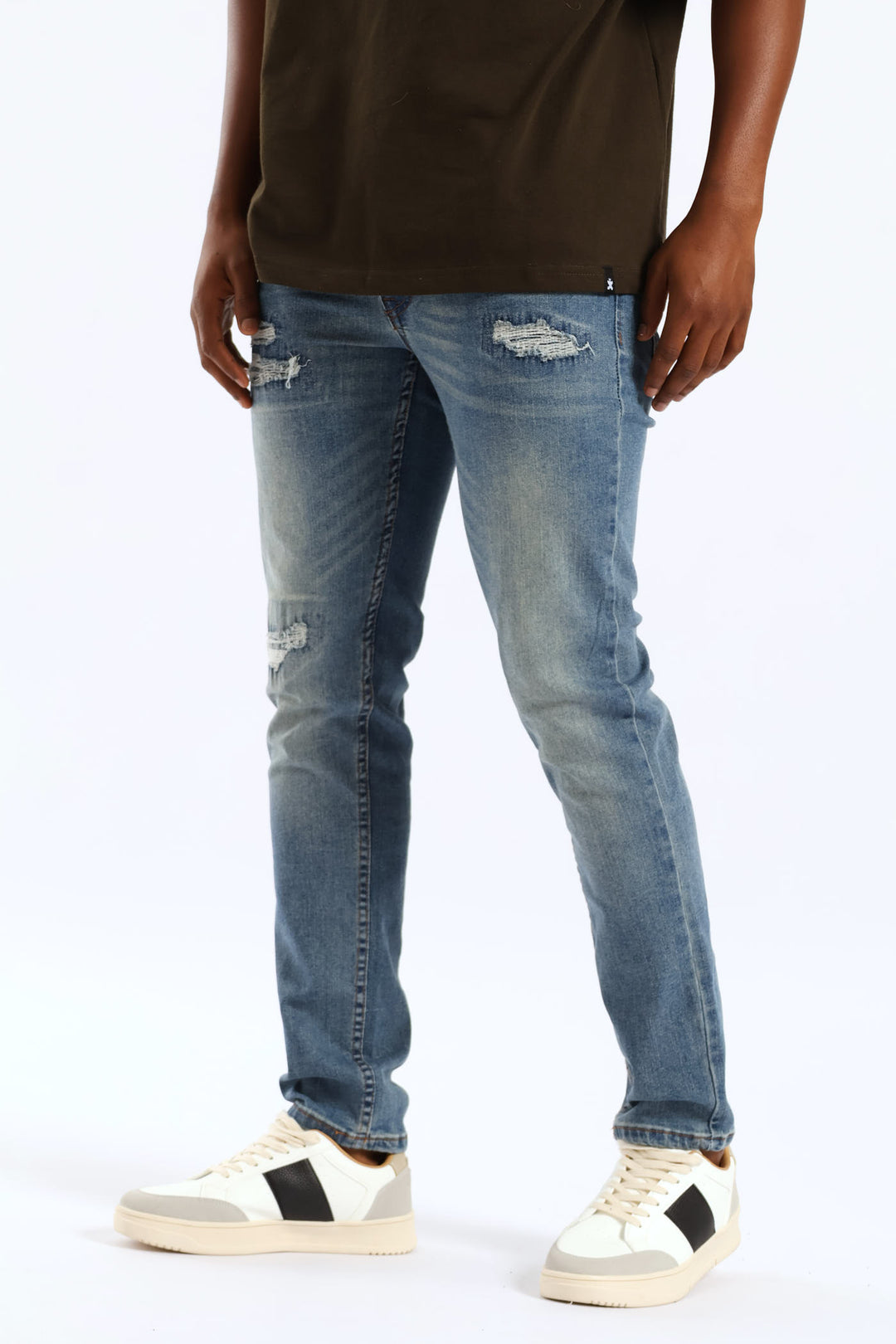 Skinny Rip & Repair Denim - Dark Blue