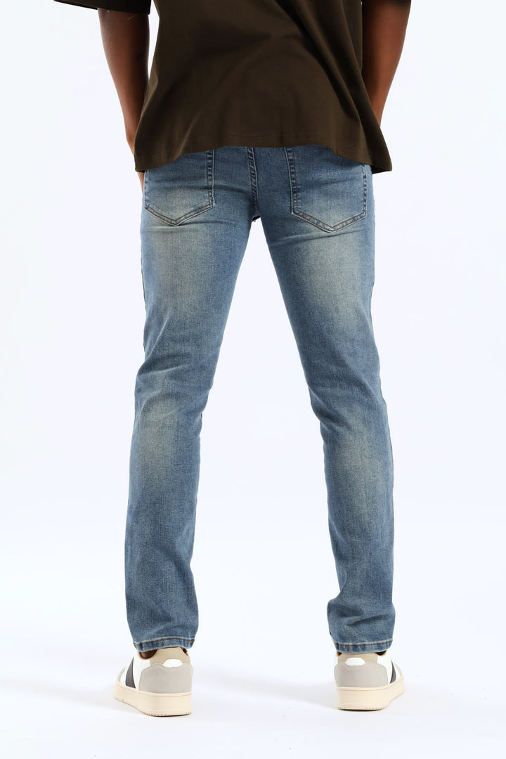 Skinny Rip & Repair Denim - Dark Blue