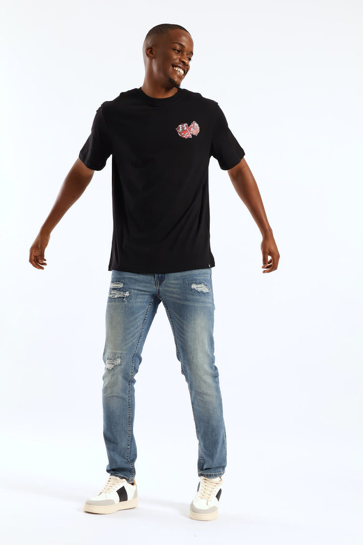 Black Dice Front & Back Tee - Black