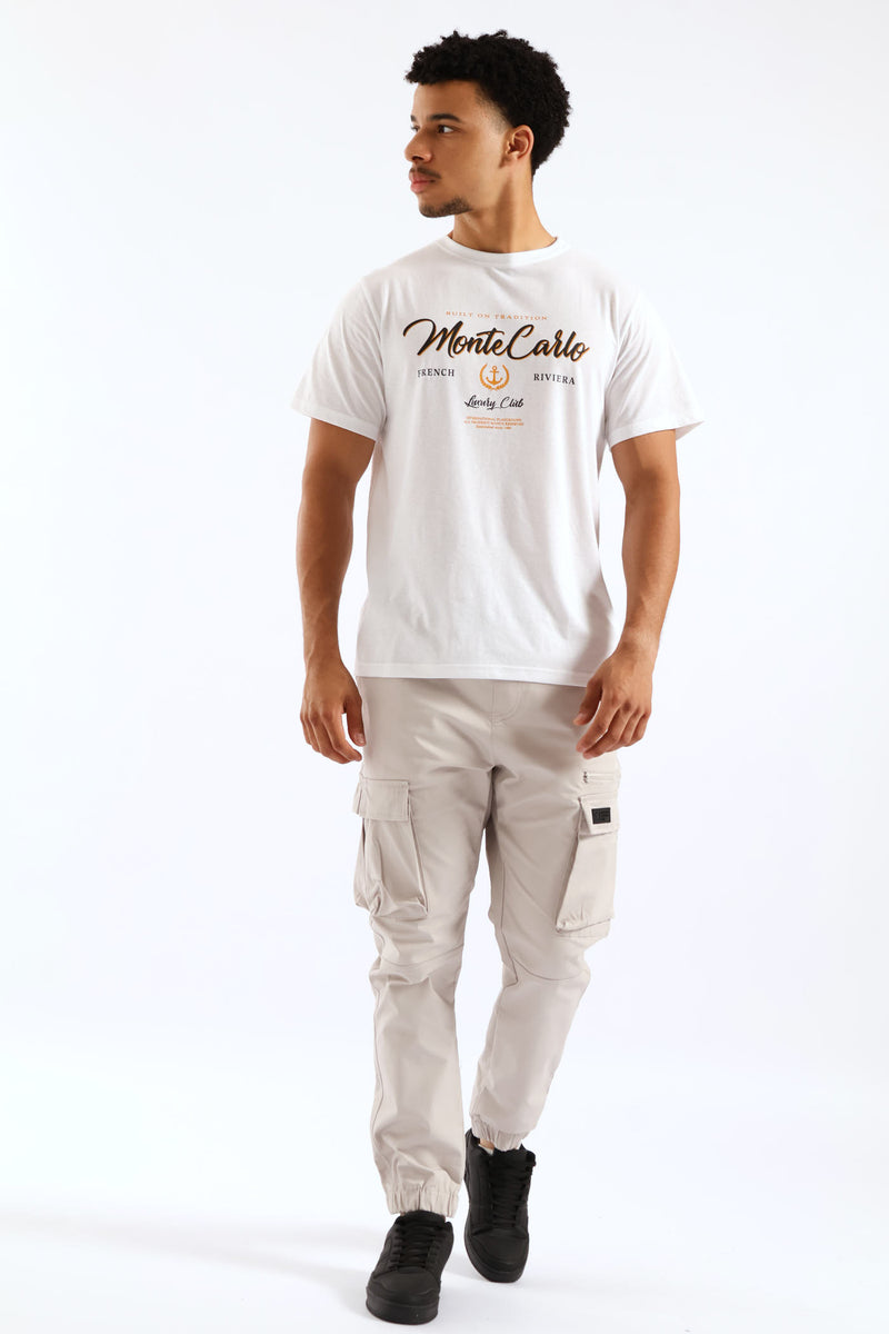 Monte Carlo Basic Print Tee - White