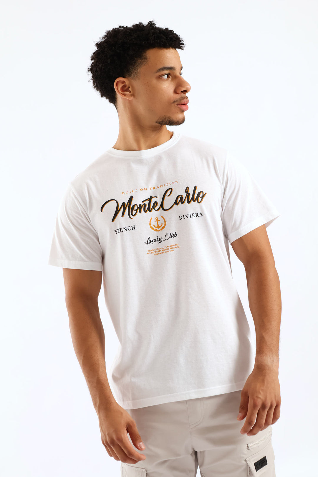 Monte Carlo Basic Print Tee - White