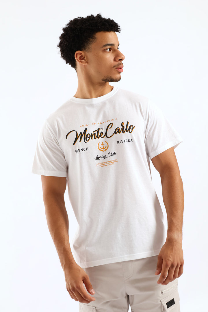 Monte Carlo Basic Print Tee - White