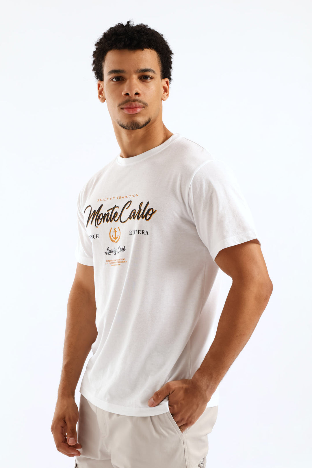 Monte Carlo Basic Print Tee - White