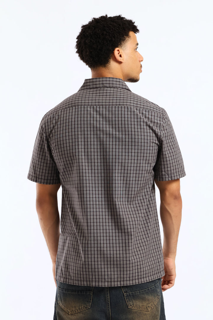 Mini Check Boxy Shirt - Grey/Navy