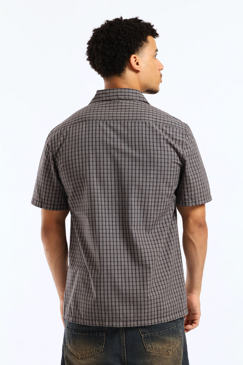 Mini Check Boxy Shirt - Grey/Navy